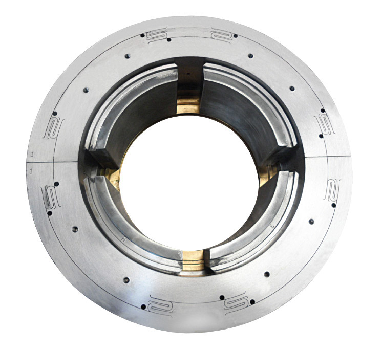 Four-pad tilt pad journal bearing with ISFD technology